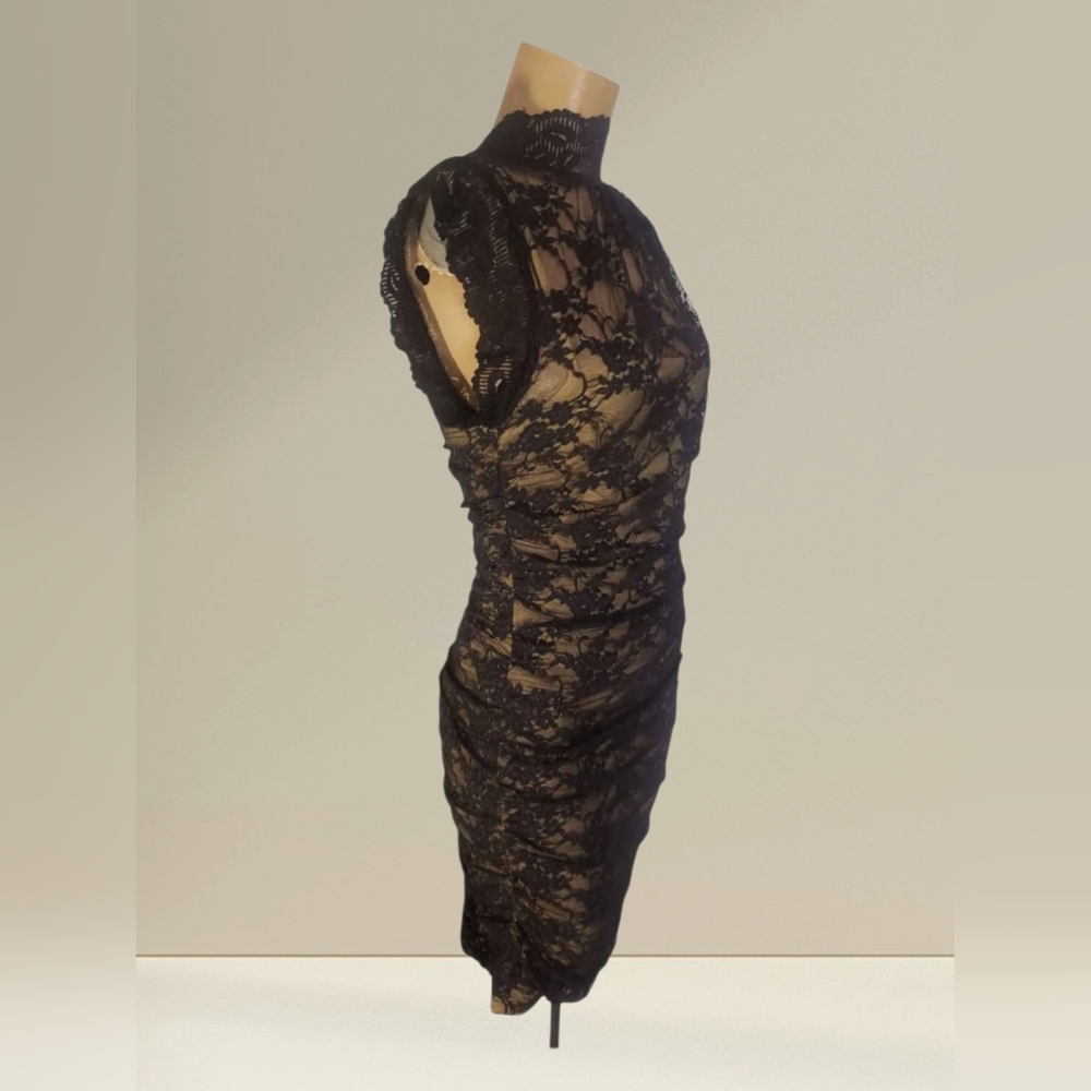 Vintage Pinup Style Black Lace  Mini Dress Sz Small - Picture 3 of 4